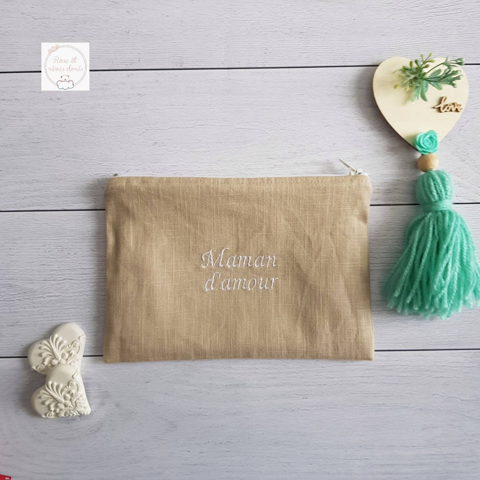 pochette lin maman d'amour