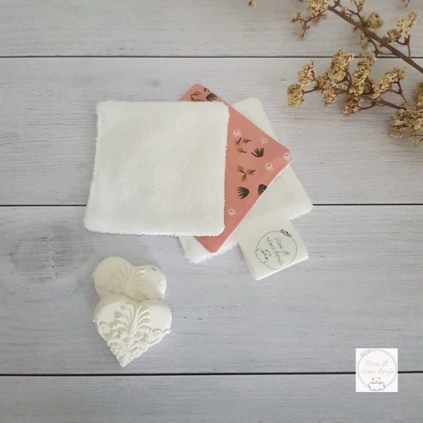 trio lingettes lavables rose et rêves dorés