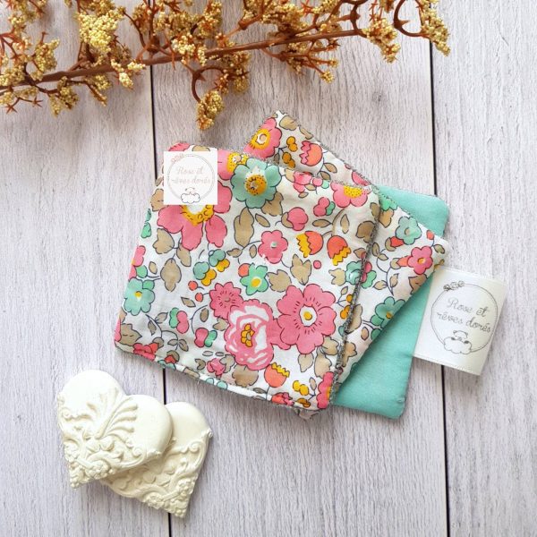 lot de lingettes Liberty chez Rose et rêves dorés
