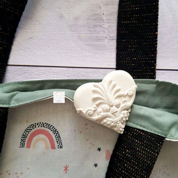 détail sac réversible rose et rêves dorés