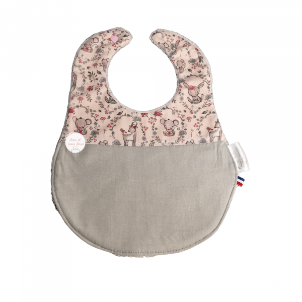 bavoir doux motifs lapin souris hérissons