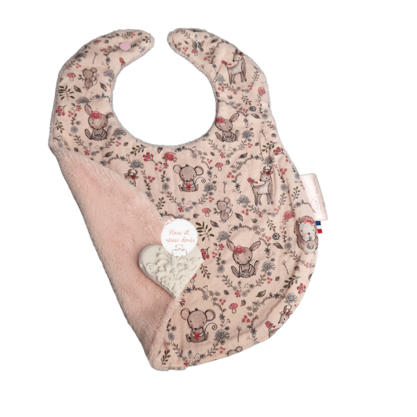 bavoir rose animaux