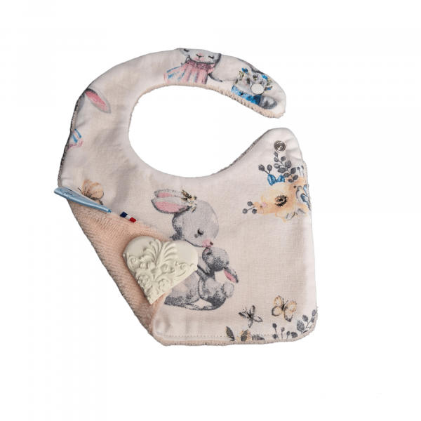 bavoir pour nourrisson au motif lapin (bébé et sa maman)